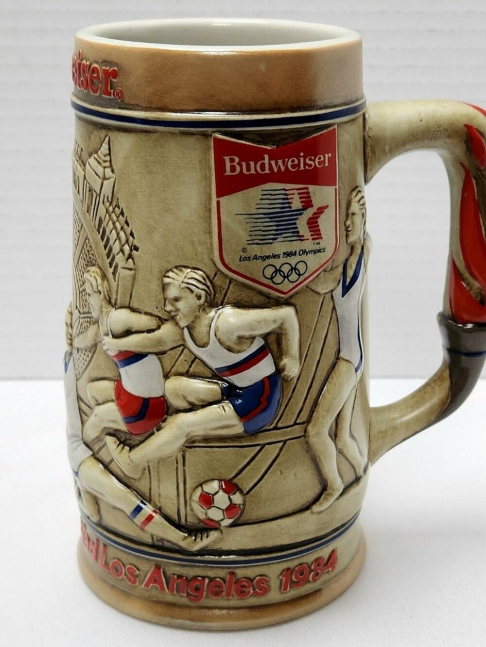 Vintage Budweiser Stein Beer Mug 1984 Olympic Los Angeles Ceramarte Brazil